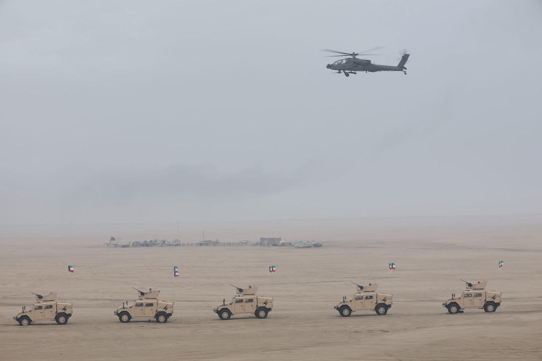 U.S. forces completed a high-end, advanced counter-drone exercise in Kuwait with international partners, Dec. 12. Led by Kuwait, exercise Sky Shield included participation from the United States, Bahrain, and the United Kingdom. Forces focused on enhancing interoperability to detect, track, and engage drones through a layered air defense architecture.