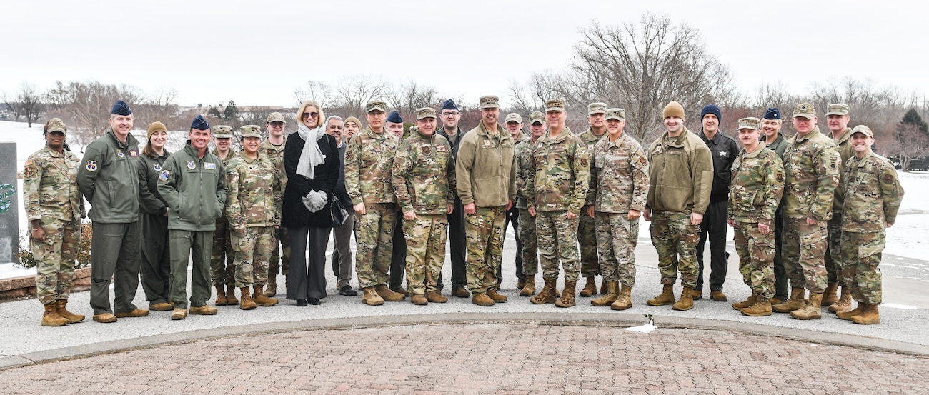 A group photo with Air Force Global Strike Command, Eighth Air Force, and 95th Wing leadership