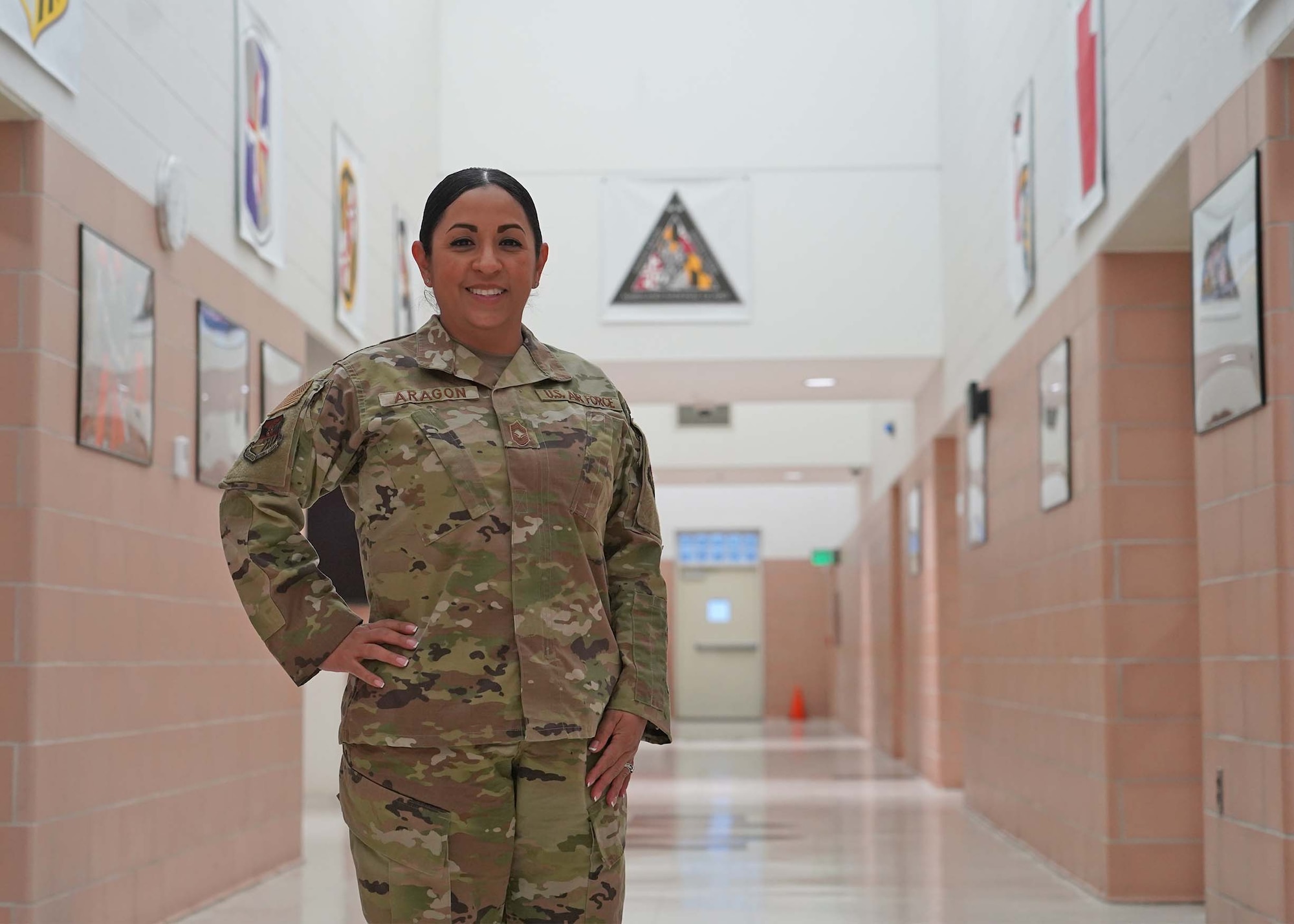 Maryland Air National Guard Chief Master Sgt. Monica Aragon, senior enlisted advisor to the Joint Staff, poses for a photograph at Camp Fretterd Military Reservation, Reisterstown, Maryland, December 10, 2025. Aragon was selected to be the first Airman to hold the role of senior enlisted advisor to the Joint Staff in Maryland National Guard history. (U.S. Army photo by Capt. Dylan Bradford)