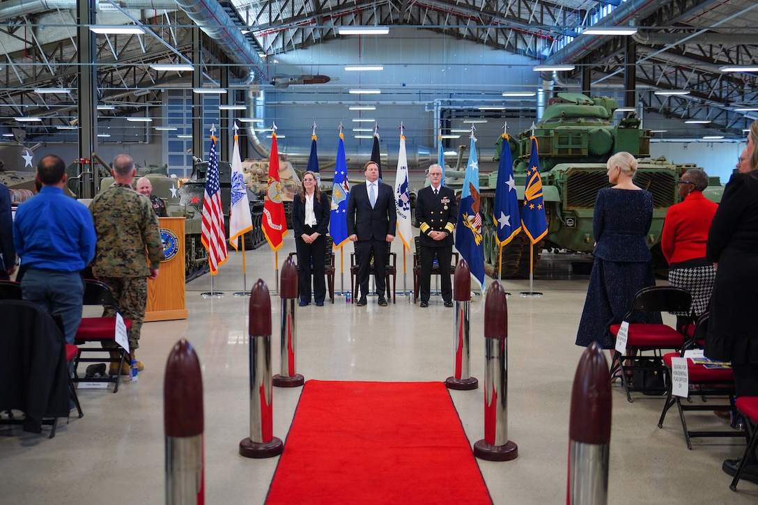 Participants in DCMA's Change of Leadership ceremony arrive at their designate seats.