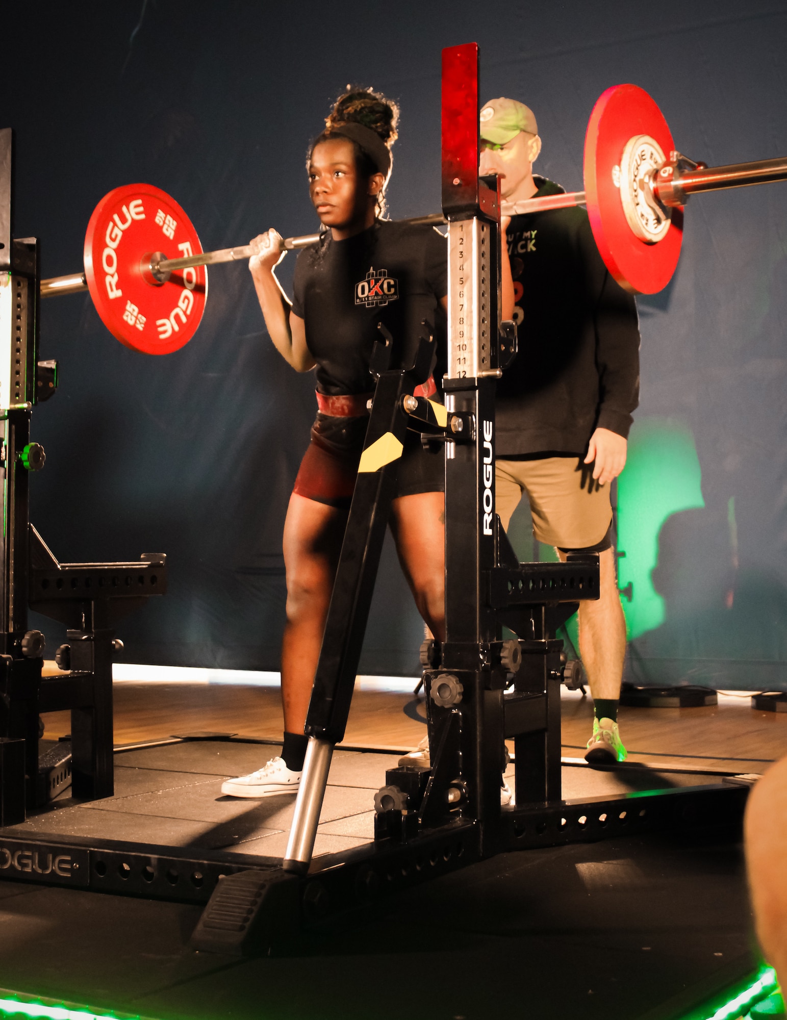 Ms. Tatiana Flowers-Sucro, a civilian with the 82nd Training Wing, competes in the squat portion of the 2025 Scary Strong Powerlifting Competition held at Sheppard Air Force Base, Texas, Oct. 25, 2025.