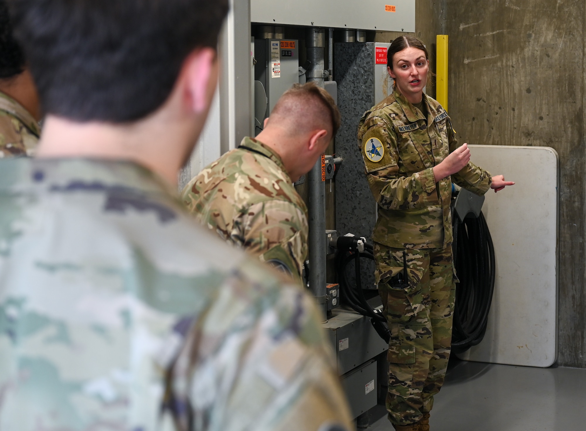U.S. Space Force 2nd Lt. Caroline Reinkensmeyer, 2nd Range Operation Squadron mission integrator and range operations commander, describes the function of Space Launch Complex 8 to a Guardian Nexus Tour group.