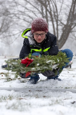 The grave of C. Nick Maddix, a U.S. Army Vietnam War veteran who passed in 2013, is pictured during a Wreaths Across America event at Crown Hill Cemetery in Indianapolis Dec. 13, 2025. This year, more than two million volunteers and supporters gathered to remember, honor and teach by laying wreaths on the graves of veterans at more than 5,200 participating locations in all 50 states, at sea and abroad. (U.S. Army photo by Mark R. W. Orders-Woempner)
