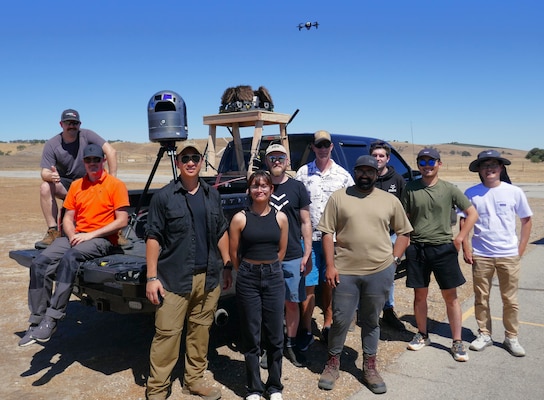 CAMP ROBERTS, Calif. (Aug. 13, 2025) A team from NPS, Mara, SeaCross, and other partners collaborated to test the new NPS c-UAS system at JIFX’s August exercise. For the testing, they loaded sensor platforms and other equipment into the back of a pickup truck. This “land boat” stood in for the SOF combatant craft used during the BOMA exercise. (U.S. Navy photo by Dan Linehan)