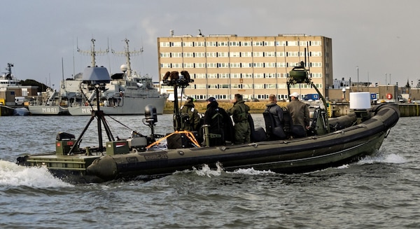 NETHERLANDS (Sep. 23, 2025) A team from the Naval Postgraduate School (NPS) recently deployed a newly designed system for countering uncrewed aerial systems (c-UAS) aboard a special operations forces (SOF) combatant craft at NATO’s Bold Machina (BOMA) exercise in the Netherlands. (NATO photo by Deacon Westervelt)