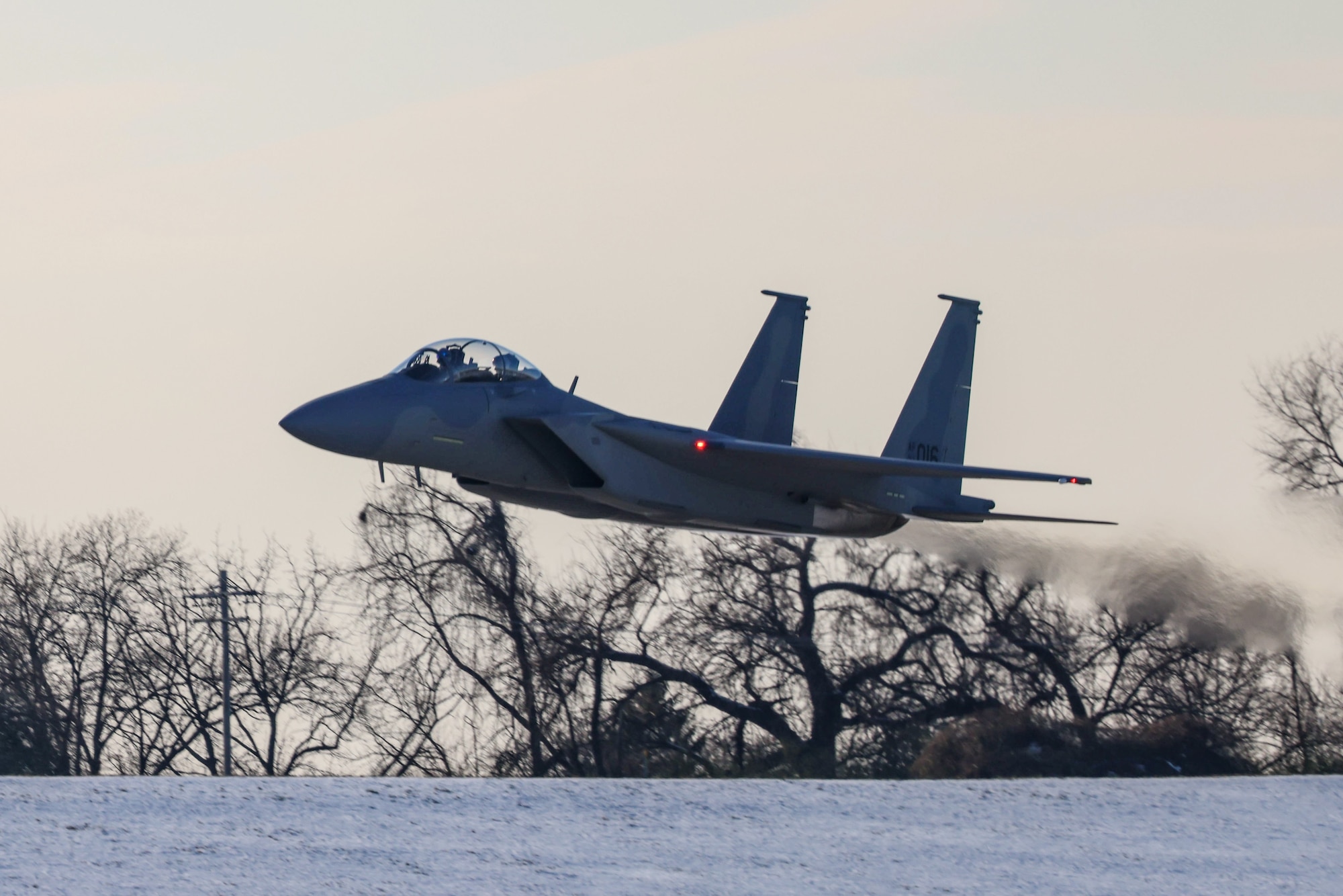 An F-15EX departs for Portland Air National Guard Base. (Courtesy photo)