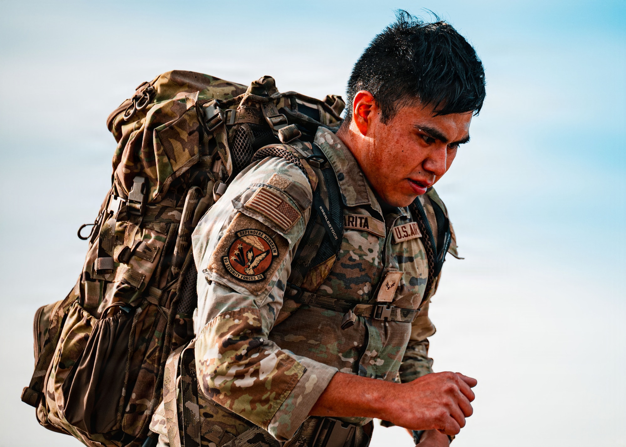 To earn the Norwegian Foot March badge, participants must finish the 18.64-mile event while carrying a 24.25-pound ruck and meeting time standards set by the Norwegian military.