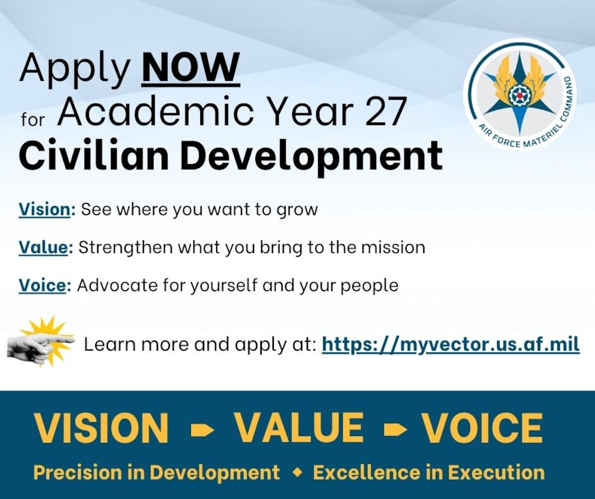 graphic depicting the Civilian Development program 2026 application window