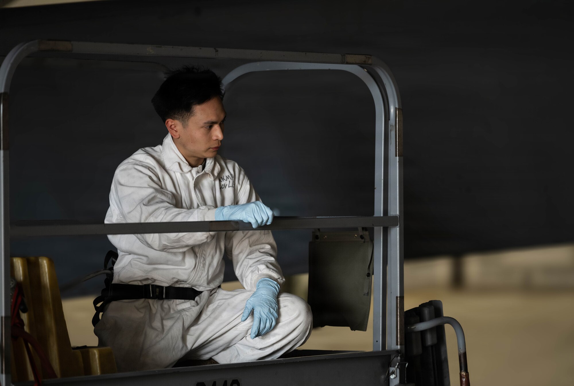 SrA Jericho Dragon, 22nd Aircraft Maintenance Squadron fuels system specialist, prepares for a fuel cell extraction exercise