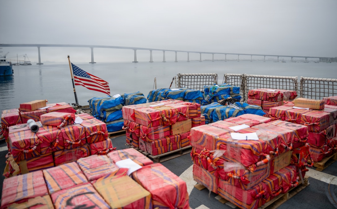 SAN DIEGO — The crew of U.S. Coast Guard Cutter Active (WMEC 618) offloaded approximately 27,551 pounds of cocaine, with an estimated value of $203.9 million, in San Diego, Monday.