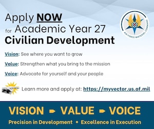 graphic depicting the Civilian Development program 2026 application window