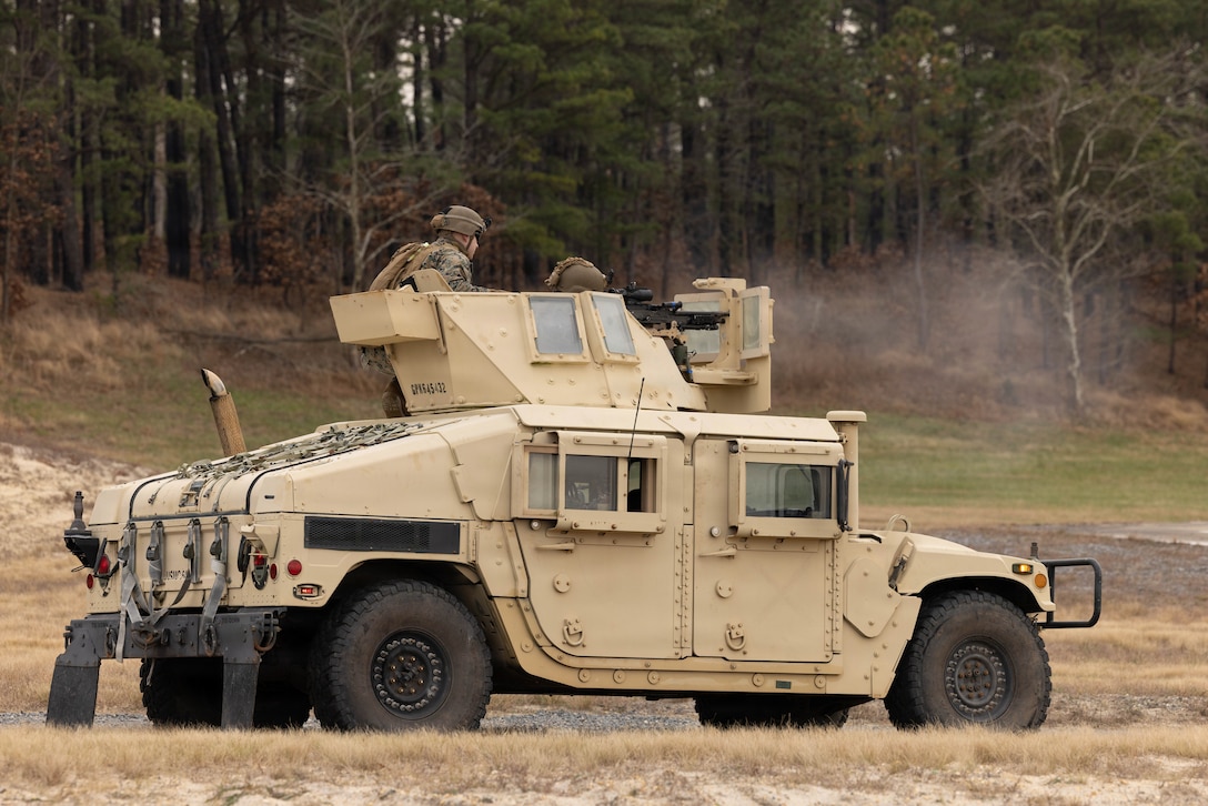 A U.S. Marine Corps combined anti-armor team conducts a live-fire exercise at Joint Base McGuire-Dix-Lakehurst, New Jersey, Dec. 6, 2025. Marines with 2nd Battalion, 25th Marine Regiment, 4th Marine Division, execute live-fire missions designed to sustain and refine tactical decision-making, leadership, and technical proficiency. The training improves unit readiness and ensures Marines maintain combat capabilities against armored threats. U.S. Marine Corps photo by Lance Cpl. Breysson Villacortacampos.)