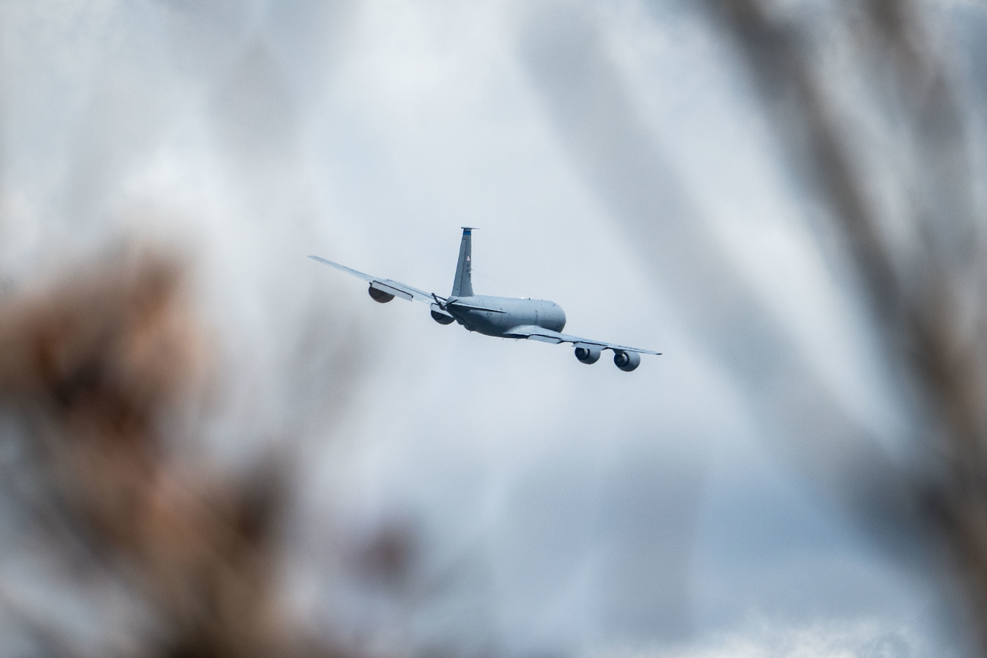 A KC-135 Stratotanker assigned to the 6th Air Refueling Wing departs MacDill Air Force Base, Florida, Oct. 6, 2025. The KC-135 provides the core aerial refueling capability for the United States Air Force and has excelled in this role for more than 60 years. This unique asset enhances the Air Force's capability to accomplish its primary mission of global reach. (U.S. Air Force photo by Senior Airman Zachary Foster)