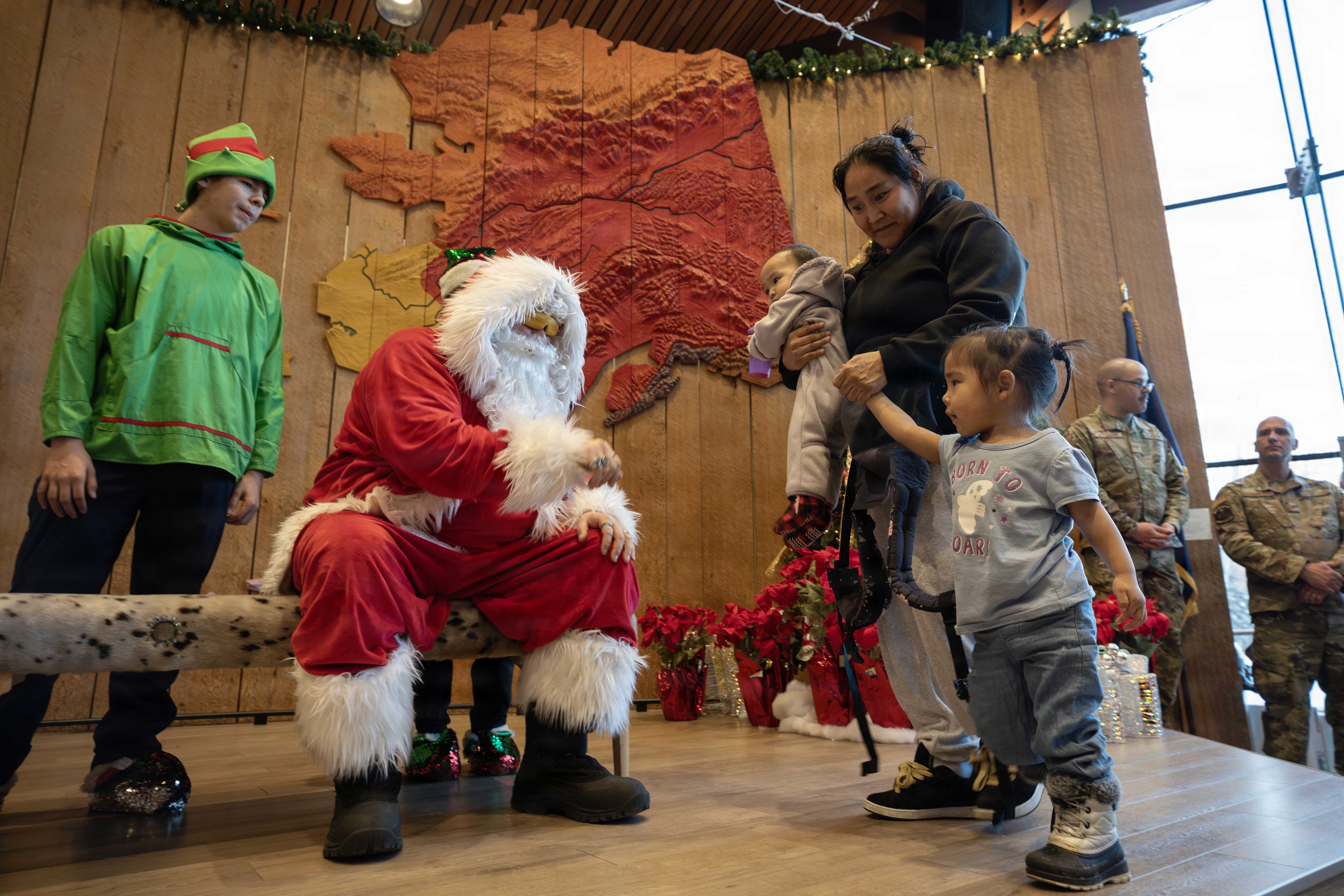 Members of the Alaska National Guard and the Department of Homeland Security, along with volunteers from the Salvation Army and the Alaska National Guard Child and Youth Program