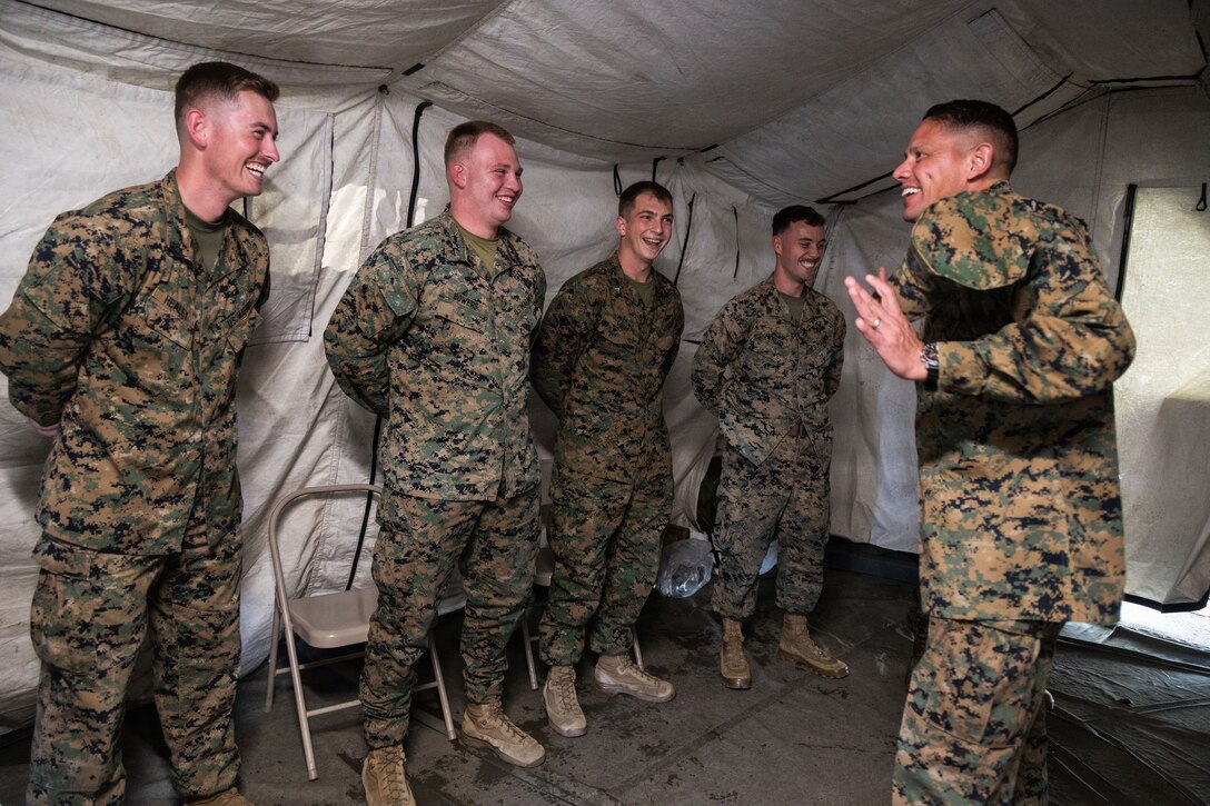 U.S. Marine Corps Sgt. Maj. Carlos A. Ruiz, the 20th Sergeant Major of the Marine Corps, greets U.S. Marines with Marine Fighter Attack Squadron (VMFA) 225, U.S. Marine Corps Forces, South, at Jose Aponte de la Torre Airport in Ceiba, Puerto Rico, Dec. 12, 2025. U.S. military forces are deployed to the Caribbean in support of the U.S. Southern Command mission, Department of War-directed operations, and the president’s priorities to disrupt illicit drug trafficking and protect the homeland. (U.S. Marine Corps photo)