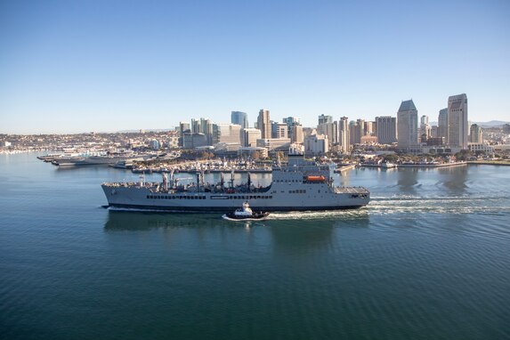 Oct. 25, 2025 - San Diego, Calif. USNS Lucy Stone (T-AO 209), a John Lewis-class fleet replenishment oiler, conducted integrated sea trials to assess the ship’s readiness and capability prior to acceptance trials and delivery to the Navy.