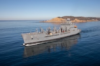 Oct. 25, 2025 - San Diego, Calif. USNS Lucy Stone (T-AO 209), a John Lewis-class fleet replenishment oiler, conducted integrated sea trials to assess the ship’s readiness and capability prior to acceptance trials and delivery to the Navy.