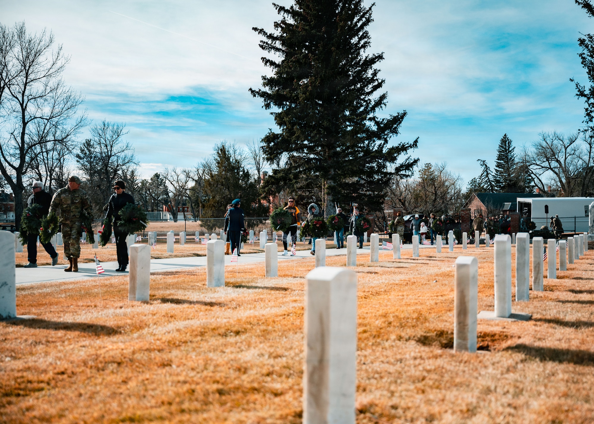 Wreaths Across America is an annual nationwide initiative that brings communities together to remember and honor U.S. veterans by placing wreaths at their gravesites.