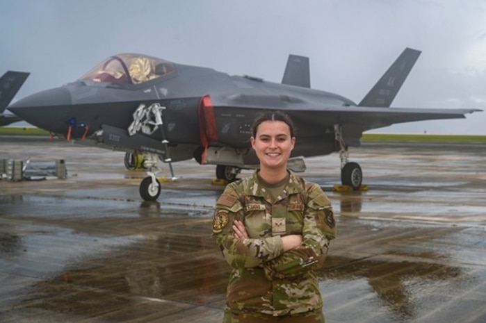 U.S. Air Force Senior Airman Lanie Celeschi, 355th Mission Generation Force Element intelligence analyst, creates products from scratch to ensure the readiness of pilots to operate in support of Resolute Force Pacific (REFORPAC) 25 in Guam, July 21, 2025.