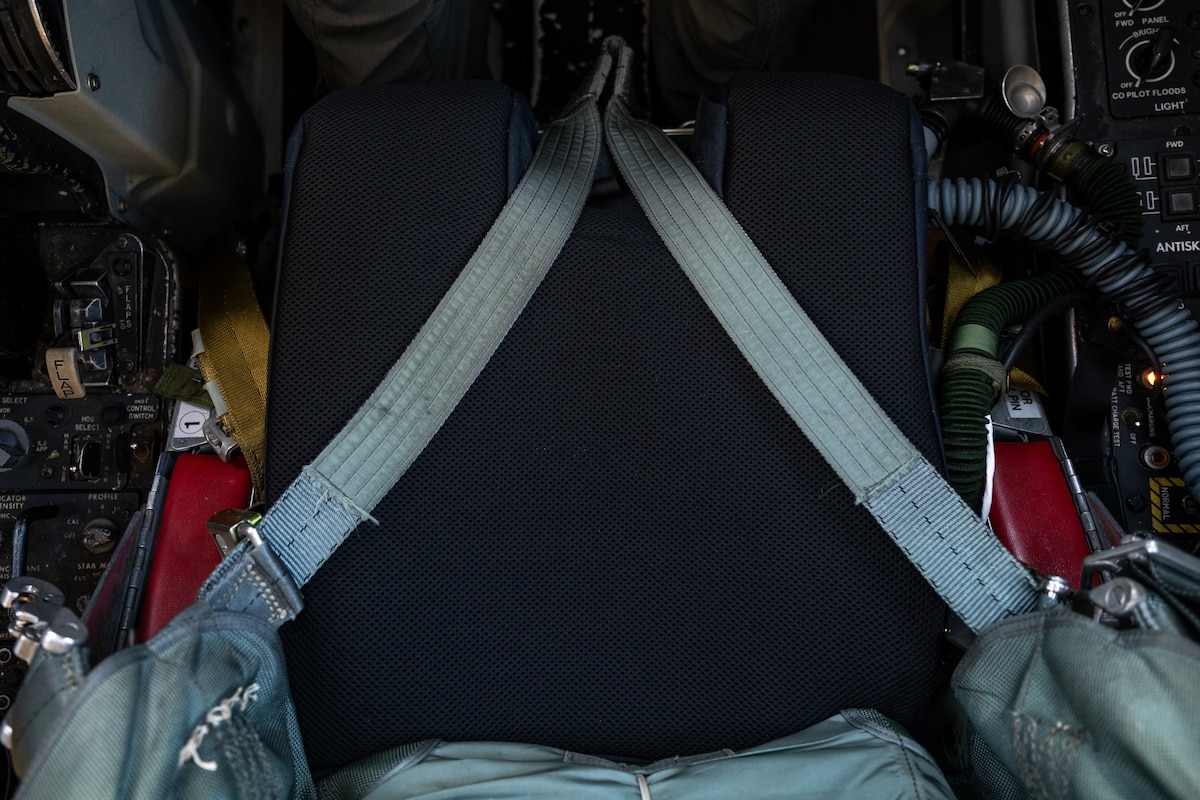 Aircrew from the 49th Test and Evaluation Squadron installed three Kalogon Smart Cushions onboard a U.S. Air Force B-52H Stratofortress for a test flight at Barksdale Air Force Base, La., Nov. 3, 2025. Those overseeing the test hope the smart cushion will decrease pain and injury during long flights and help aircrew recover more quickly between missions—reducing the need for therapy, surgery or rest due to pain. (U.S. Air Force photo by Airman 1st Class Devyn Taylor)