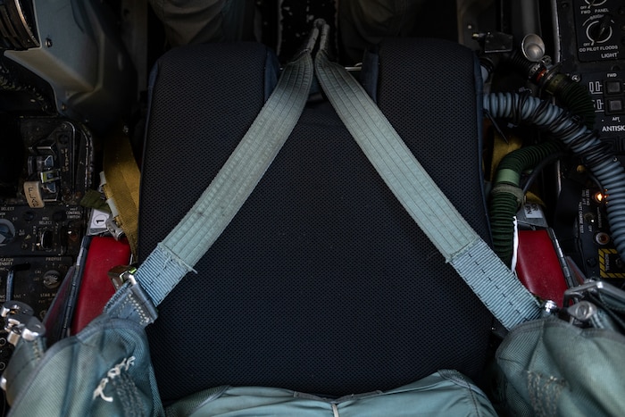 Aircrew from the 49th Test and Evaluation Squadron installed three Kalogon Smart Cushions onboard a U.S. Air Force B-52H Stratofortress for a test flight at Barksdale Air Force Base, La., Nov. 3, 2025. Those overseeing the test hope the smart cushion will decrease pain and injury during long flights and help aircrew recover more quickly between missions—reducing the need for therapy, surgery or rest due to pain. (U.S. Air Force photo by Airman 1st Class Devyn Taylor)