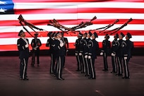 The U.S. Air Force Honor Guard Drill Team rehearses for Qatar’s International Festival of Military Music and Marching in Doha, Qatar, Dec. 15, 2025.