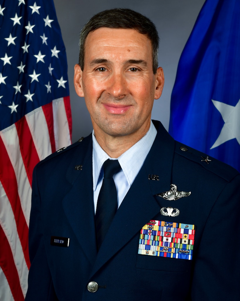 U.S. Air Force Brig. Gen. Michael Ferrario, the assistant adjutant general-air assigned to Joint Forces Headquarters-South Carolina, poses for a photo at McEntire Joint National Guard Base, Oct. 17, 2025.