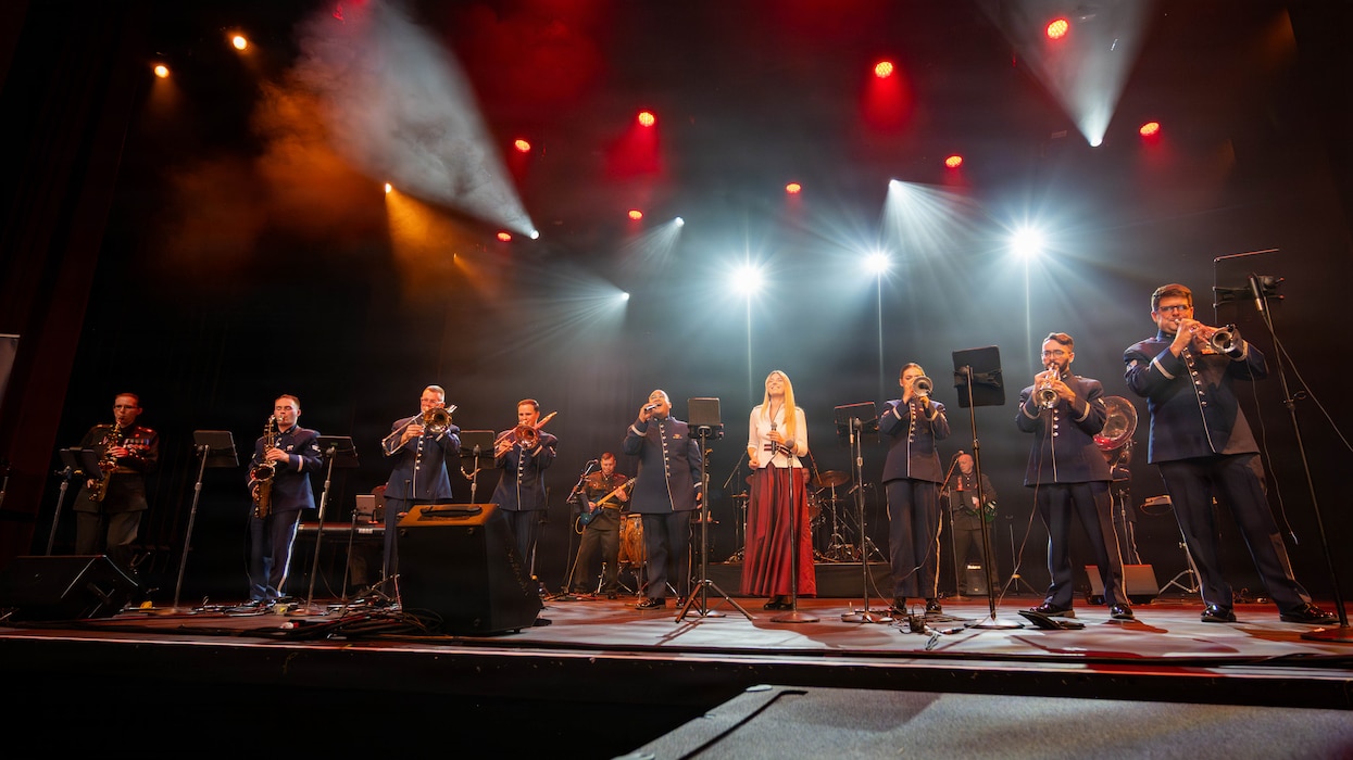 The bands perform together