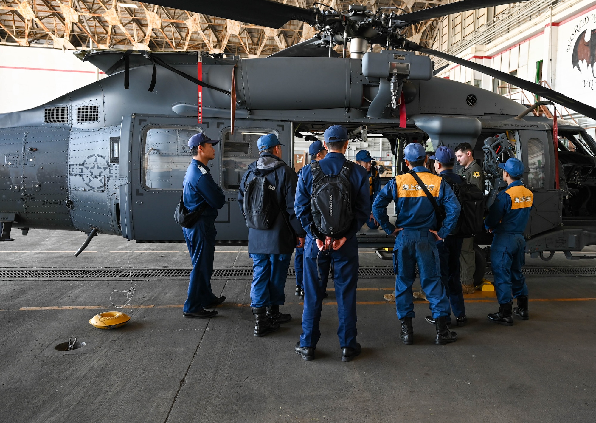 Local coast guard looks at gear.