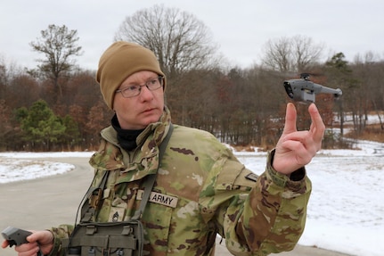 U.S. Army infantry cadre assigned to 1st Battalion, 166th Regiment – Regional Training Institute, Pennsylvania Army National Guard conduct Soldier Borne Sensor training at Fort Indiantown Gap Dec. 9-11, 2025, as part of ongoing efforts to modernize small-unit reconnaissance and prepare instructors for future unmanned aircraft system integration.