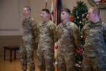 U.S. Army Soldiers assigned to the 323rd Military Police Company, Ohio Army National Guard, are recognized for lifesaving actions at the Potomac Avenue Metro station in Washington, D.C., Dec. 12, 2025. While conducting a routine patrol, Staff Sgt. Jered Moran, Sgt. James Nelson, Sgt. Jeremiah Slagle and Spc. Gogo Simitcievski responded to a civilian in medical distress and performed CPR for more than six minutes until emergency medical personnel arrived. The woman was successfully revived and transported for further care. Photo by Sgt. Alex Cano.