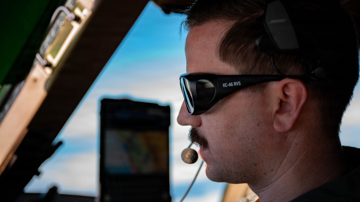 A close-up on a pilot's face