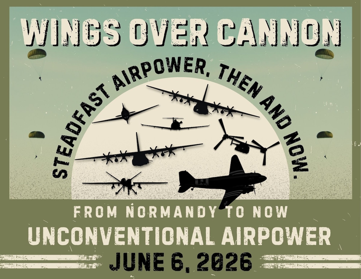 Graphic displaying aircraft from the 27th SOW to advertise for the upcoming airshow