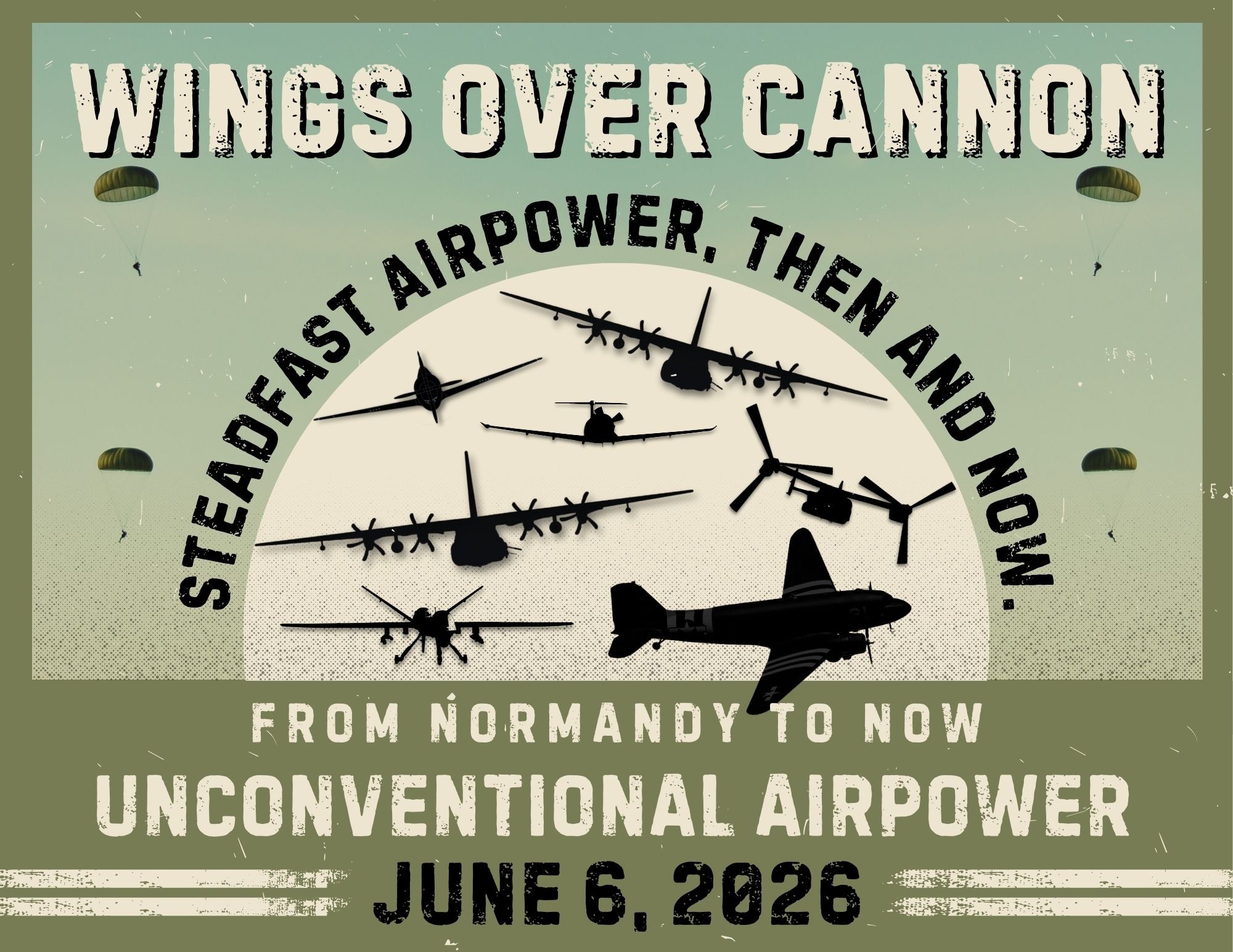 Graphic displaying aircraft from the 27th SOW to advertise for the upcoming airshow