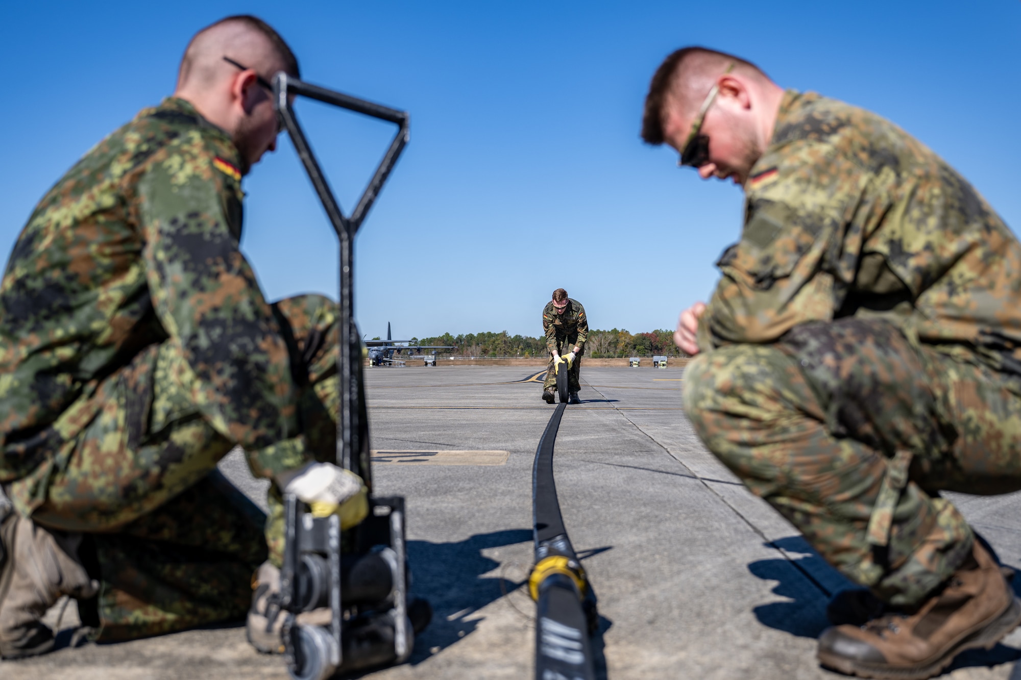 For four days at Moody, Airmen from the 71st Rescue Squadron and 23d Logistics Readiness Squadron trained with 14 German Air Force members in Forward Area Refueling Point (FARP) operations.