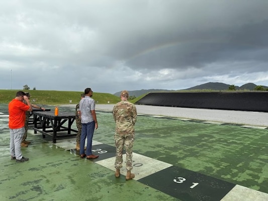 Pacific Multi Domain Training and Experimentation Capability Program Manager Dr. Andre Stridiron, visits ground ranges used by joint services and the Japan Self Defense Force at Camp Hansen, Okinawa, October 30, 2025.