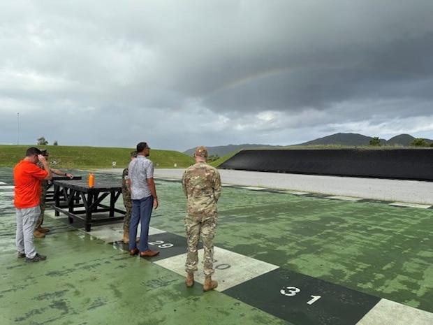 Pacific Multi Domain Training and Experimentation Capability Program Manager Dr. Andre Stridiron, visits ground ranges used by joint services and the Japan Self Defense Force at Camp Hansen, Okinawa, October 30, 2025.