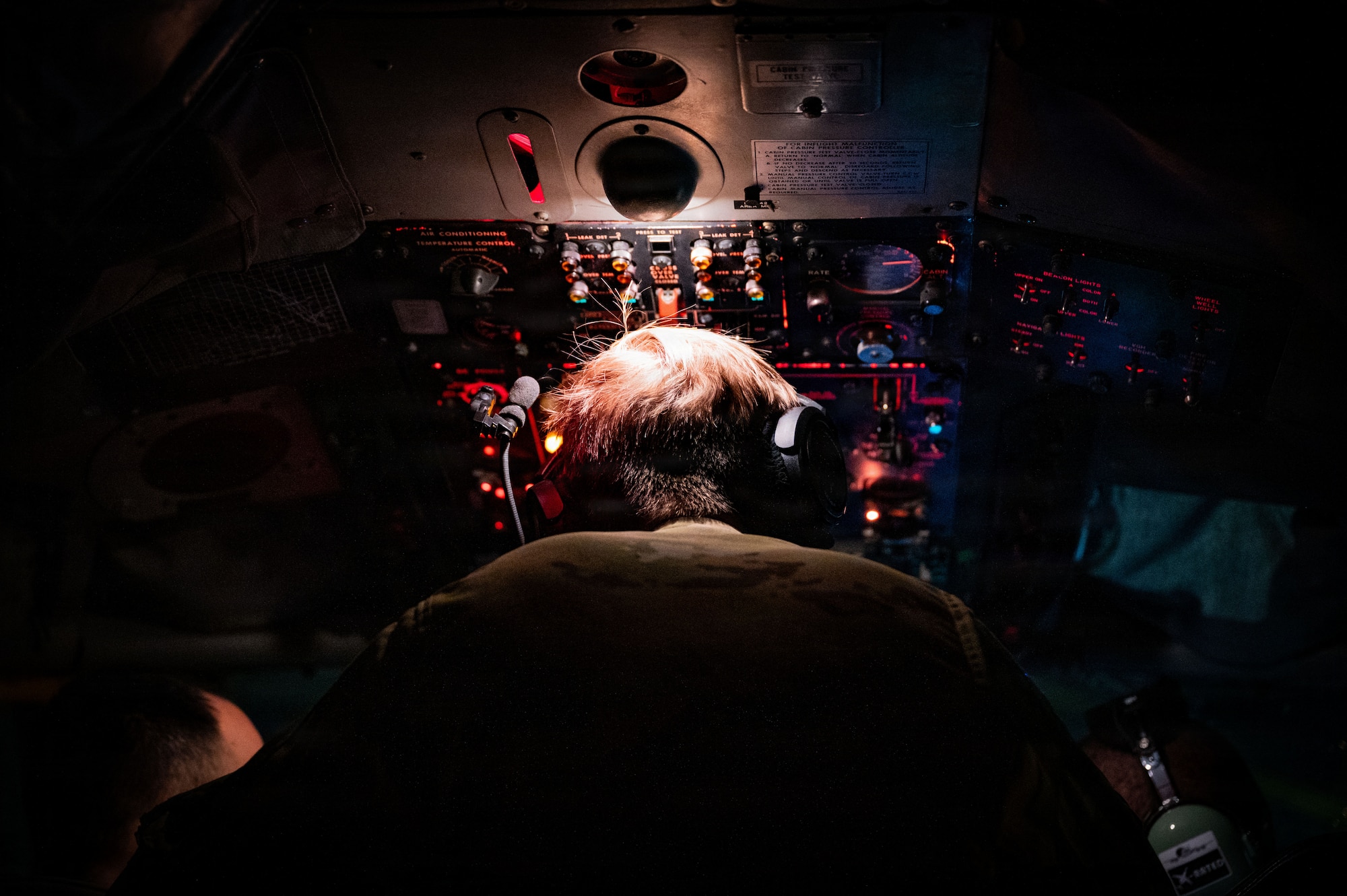 U.S. Air Force Senior Airman Aidan Hilty, 100th Aircraft Maintenance Squadron crew chief, performs preflight checks on a KC-135 Stratotanker assigned to the 100th Air Refueling Wing at RAF Mildenhall, England, Nov. 19, 2025.