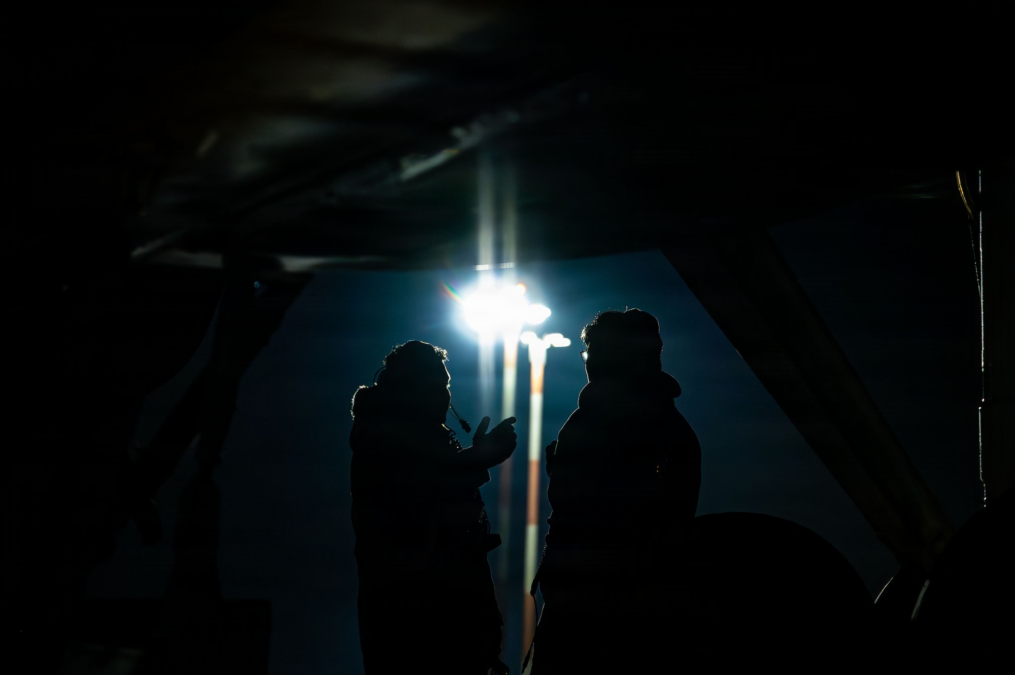 Airmen assigned to the 100th Aircraft Maintenance Squadron perform preflight checks on a KC-135 Stratotanker assigned to the 100th Air Refueling Wing at RAF Mildenhall, England, Nov. 19, 2025.