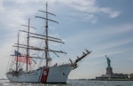 U.S. Coast Guard Barque Eagle (WIX 327), arrives in New York City, August 15, 2019.  Eagle is a tall ship used as a training platform for future Coast Guard Academy officers as well as vessel for establishing and maintaining domestic and international relationships. (U.S. Air Force photo by Staff Sgt. Cory D. Payne)