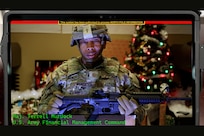 Maj. Terrell Murdock, U.S. Army Financial Management Command executive officer, is shown as part of USAFMCOM's annual holiday video Dec. 19, 2025. The video shares holiday wishes from Soldiers and Department of the Army civilian employees while also communicating how the command is transforming, modernizing and innovating to meet the needs of the Army today and in the future. (U.S. Army photo illustration by Mark R. W. Orders-Woempner)
