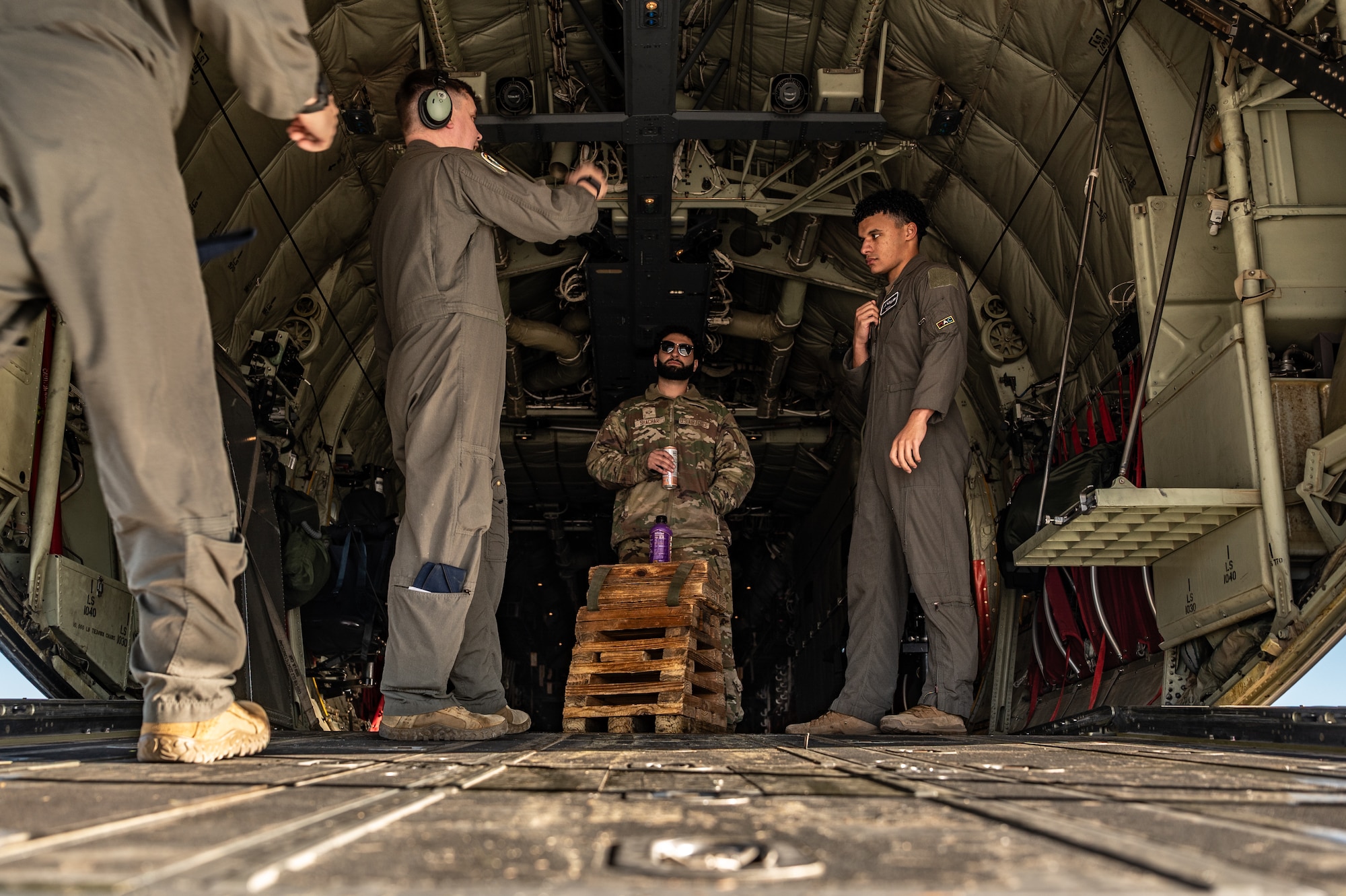 people talk inside an aircraft