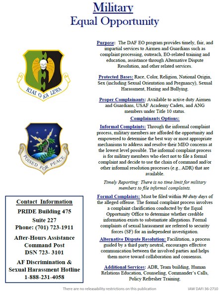 Poster for the Minot AFB Equal Opportunity Office.