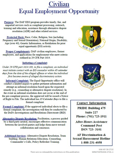 Poster for the Minot AFB Equal Opportunity Office.