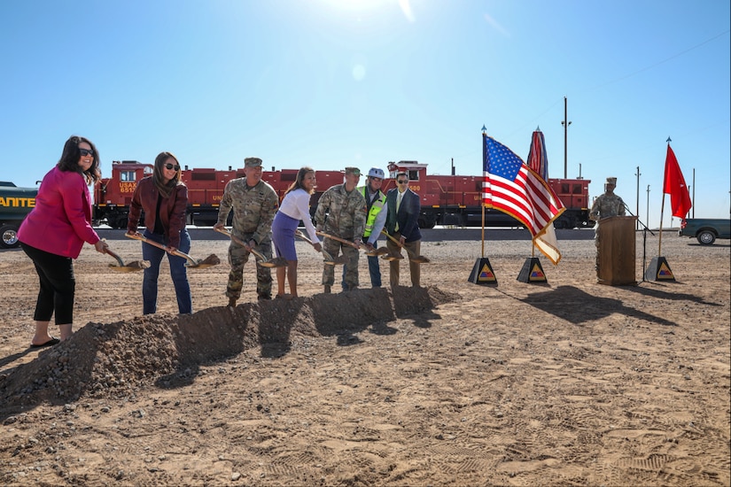 In April 2025, the Fort Worth District joined Fort Bliss, Texas personnel and contractors for a groundbreaking for a much-needed railyard expansion. The expansion is essential for future deployment and redeployment operations at the installation. It will allow units to mobilize more swiftly in response to global conflicts and emergencies. The project includes a substantial expansion of the existing railhead. Key upgrades include an extension and connection of existing dead-end tracks to the yard line, the addition of north rail access to Union Pacific track, and the construction of new loading spurs with concrete aprons.