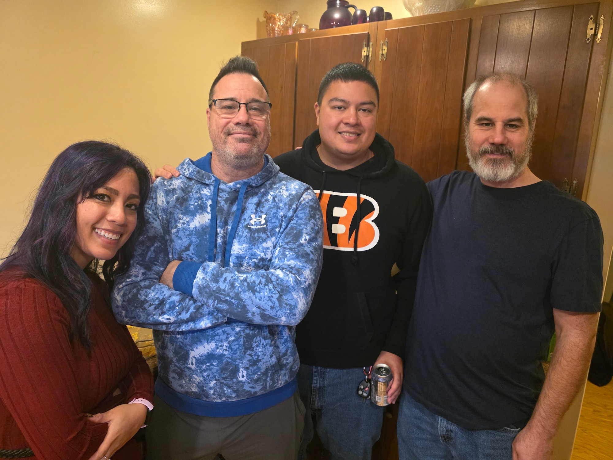 The Beiring family pose for a group photo during a Thanksgiving gathering at Dayton, Ohio, Nov. 27, 2025.