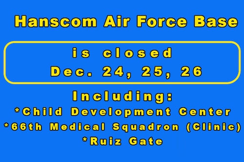 Image of graphic announcing closure of installation Dec 24, 25, 26.