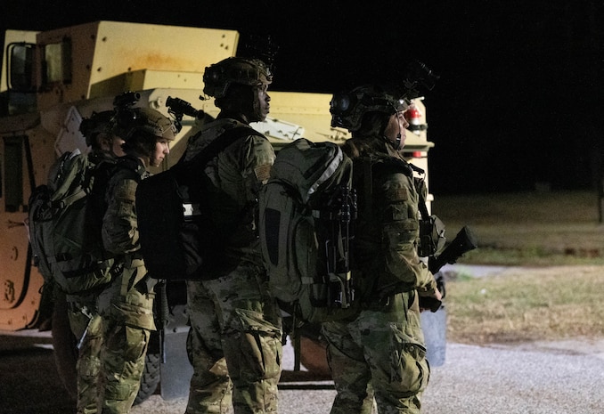 A photo of four Airmen participating in the Green Goblin exercise.