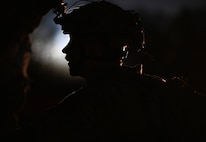 A silhouette of an Airman participating in the Green Goblin exercise.