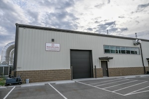 A photo of the restoration facility at Hill Aerospace Museum